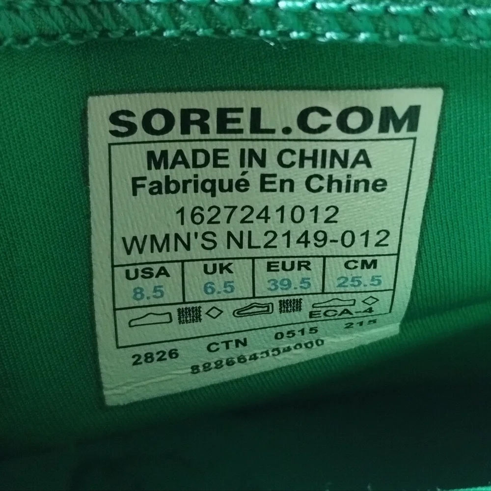 Sorel Medina III Rain Heel Boot Green Lining Women's Size 8.5 NL2149